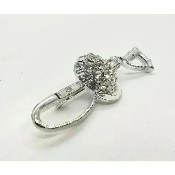 Vintage Brooch Rhinestone Riding Helmet Crop Equestrian Horse Jockey Dressage - Picture 2 of 8